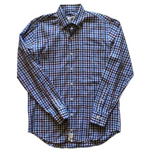 Peter Millar Long Sleeve Button Down Purple Blue White Plaid Dry Size Medium